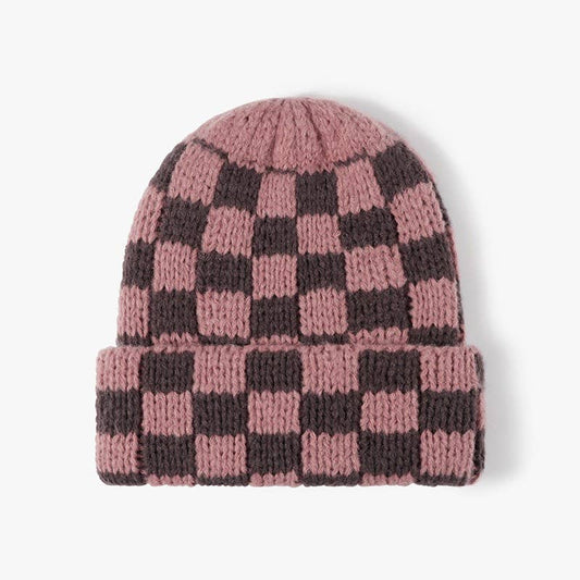 CHECKER SOFT PLUSH BEANIE HAT | 40BN917: Pink
