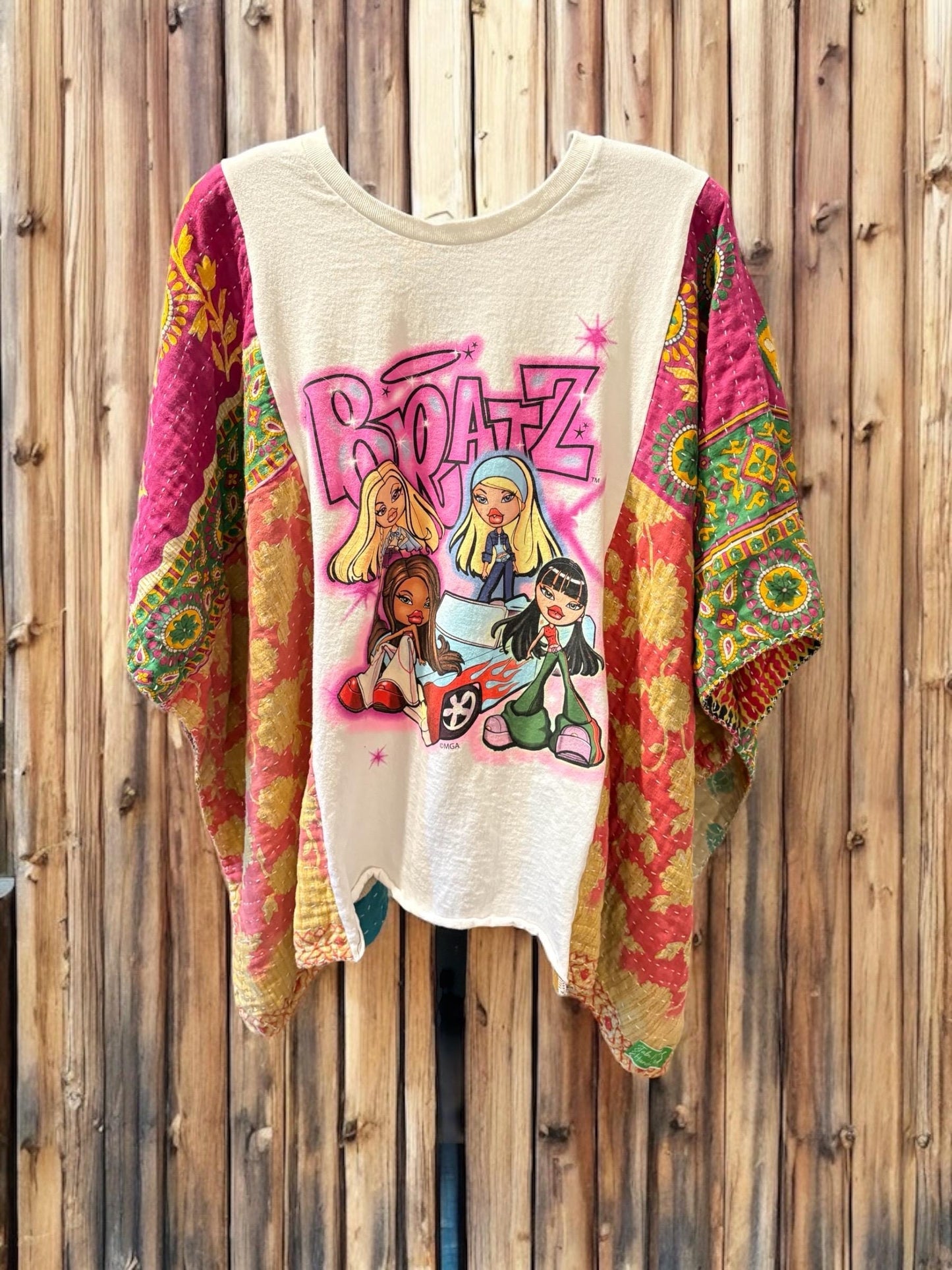 Bratz Upcycled Vintage Kantha Poncho One Size Fits Most