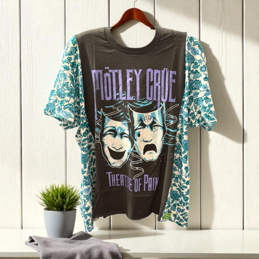 Motley Crue Upcycled Drop Shoulder Tee Fits a Small to XXL