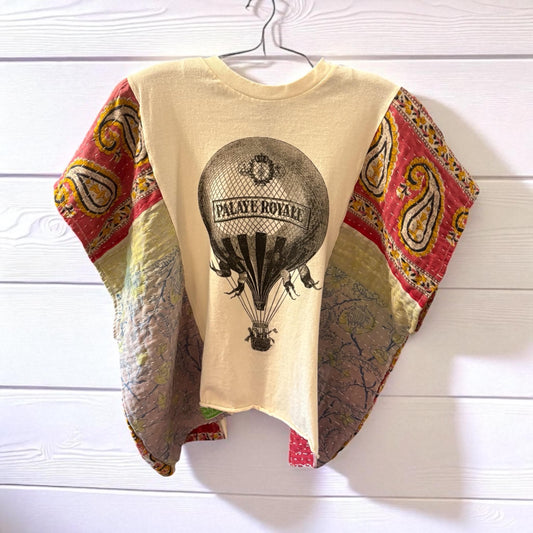 Palaye Royale Upcycled Vintage Kantha Upcycled Tee Fits Small to XXL  Oversized Petite SHORT Length