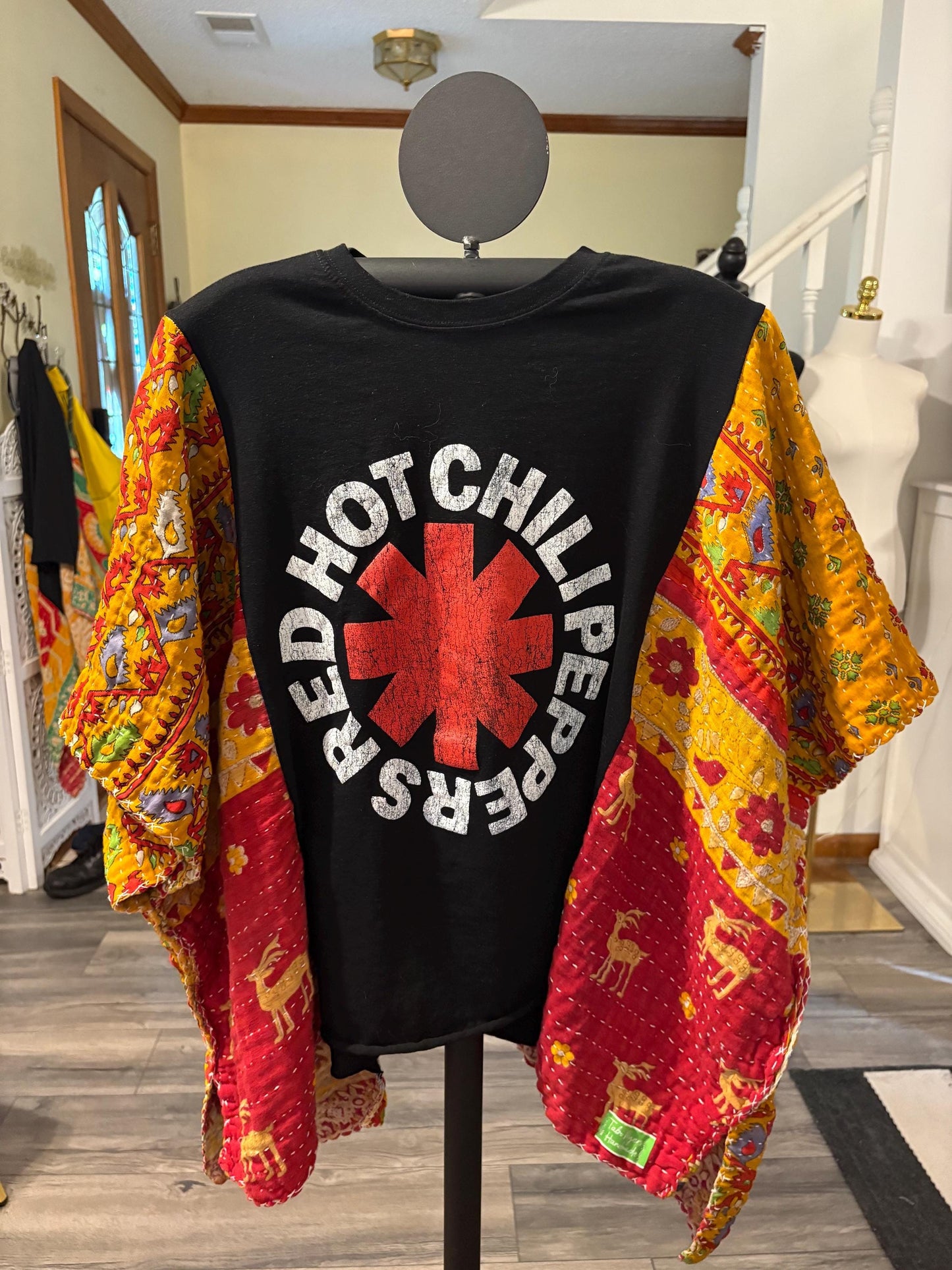 Red Hot Chili Peppers Upcycled Vintage Kantha Upcycled Tee Fits Small to XXL