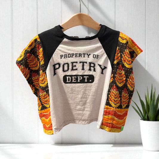 Poetry Department Upcycled Vintage Kantha Upcycled Tee Fits Small to XL CROPPED