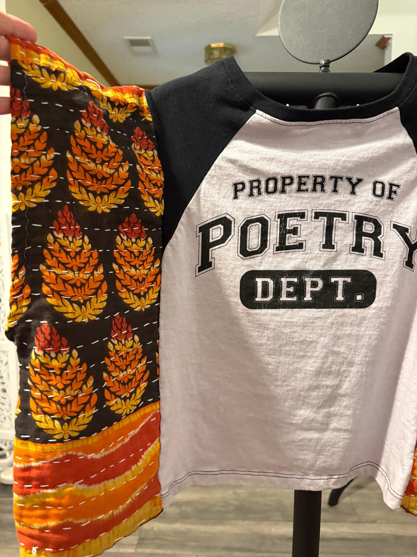 Poetry Department Upcycled Vintage Kantha Upcycled Tee Fits Small to XL CROPPED