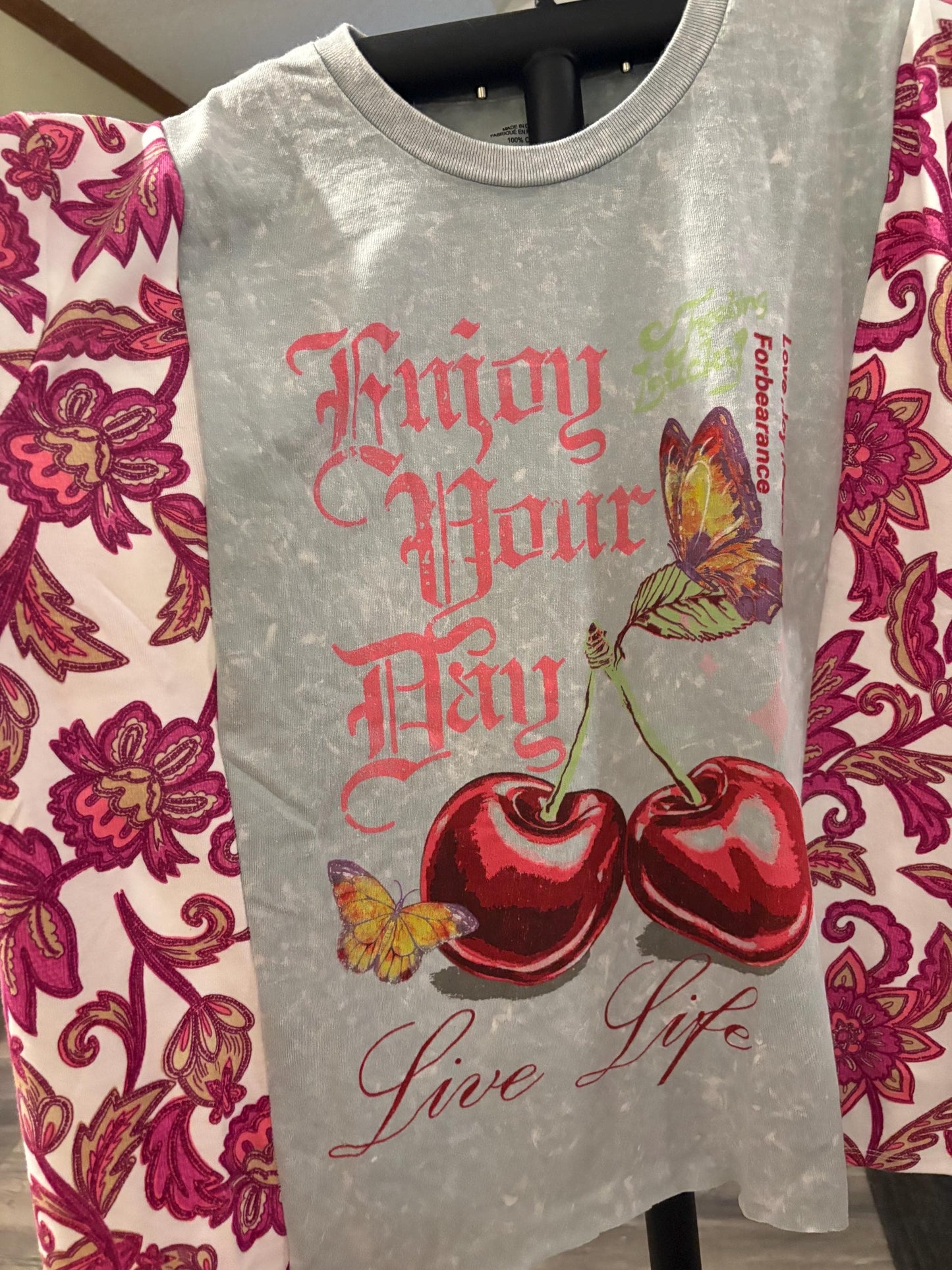 Enjoy Upcycled Drop Shoulder Tee One Size Fits a Small to XXL