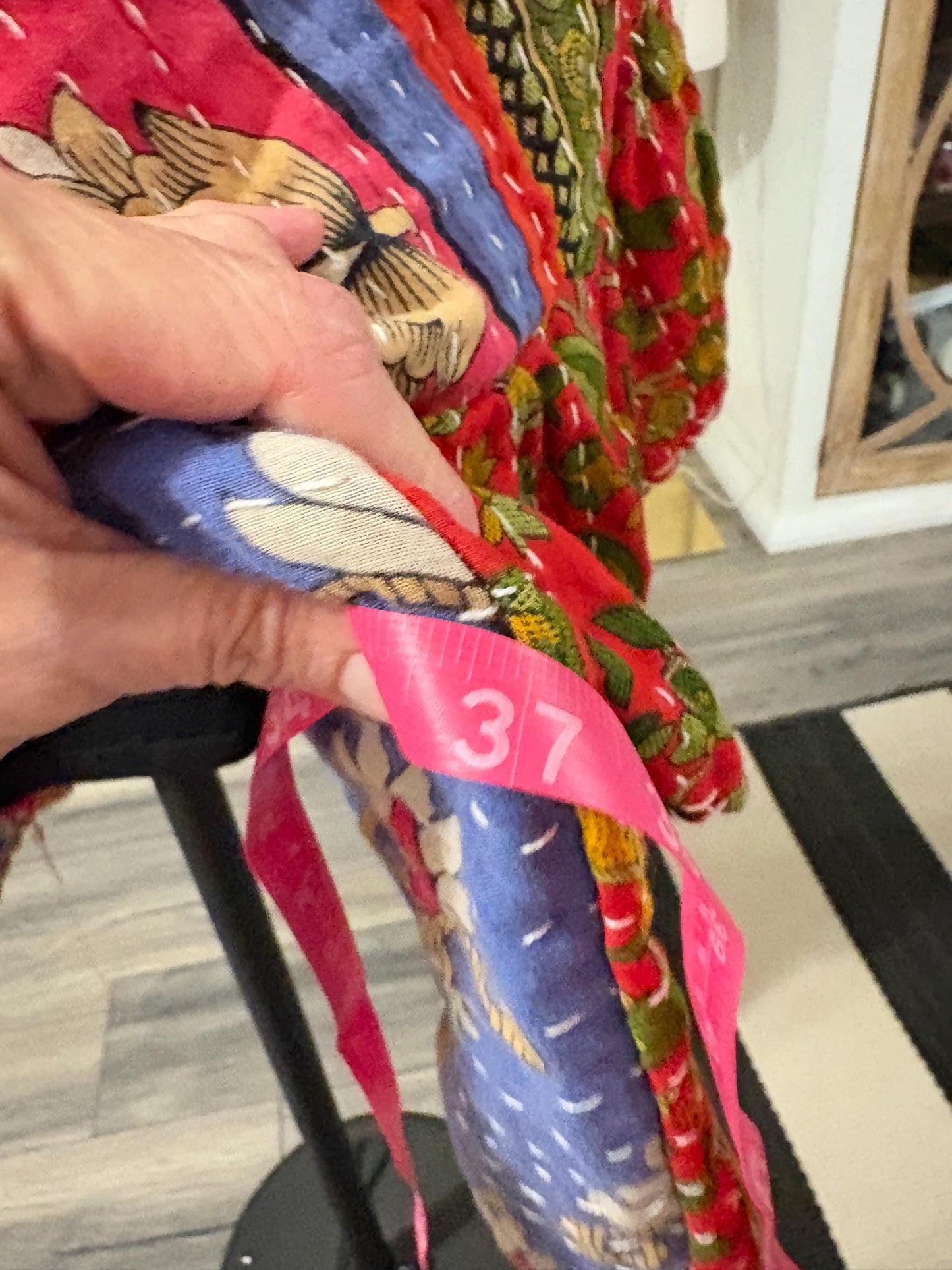 Van Halen  Upcycled Kantha Flare Sleeve  Fits a Small to XXL Super Oversized