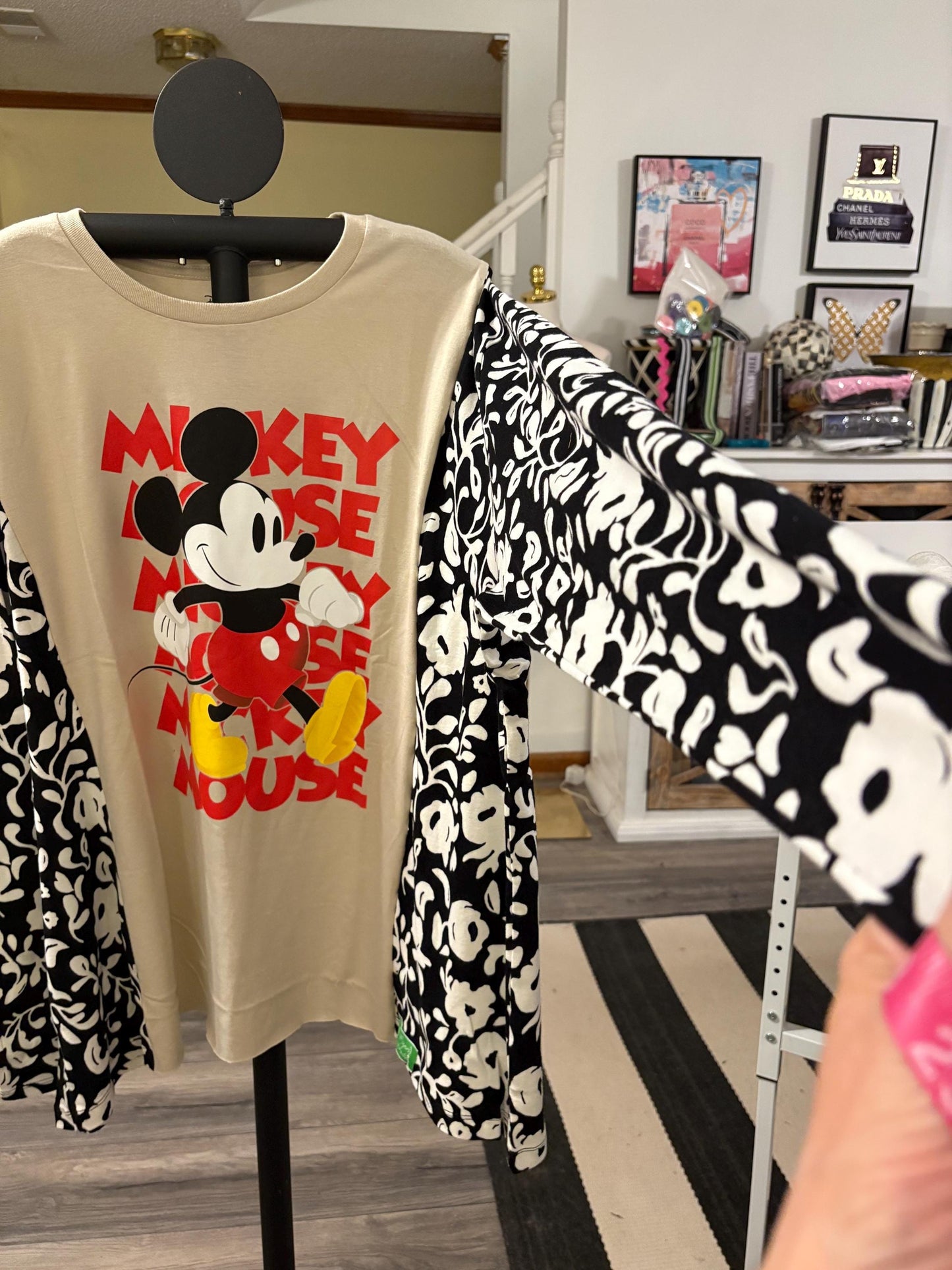 Mickey Mouse Upcycled Drop Shoulder Tee Fits an XL to 3X