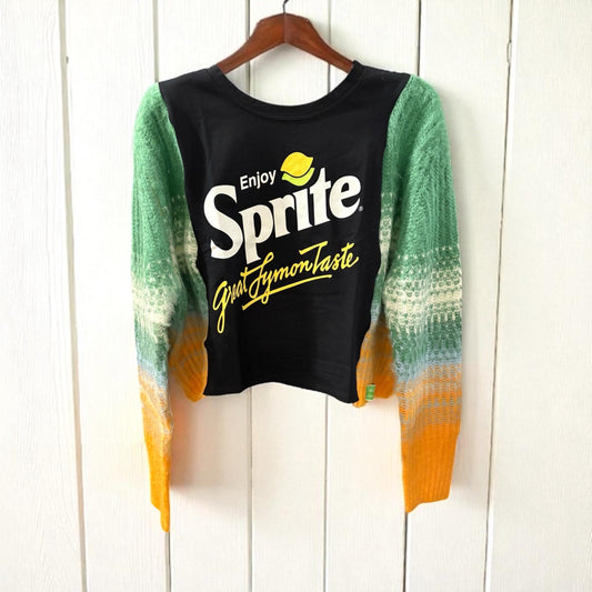 Refreshing Upcycled Drop Shoulder Sweater Tee Fits a Small to XL CROPPED