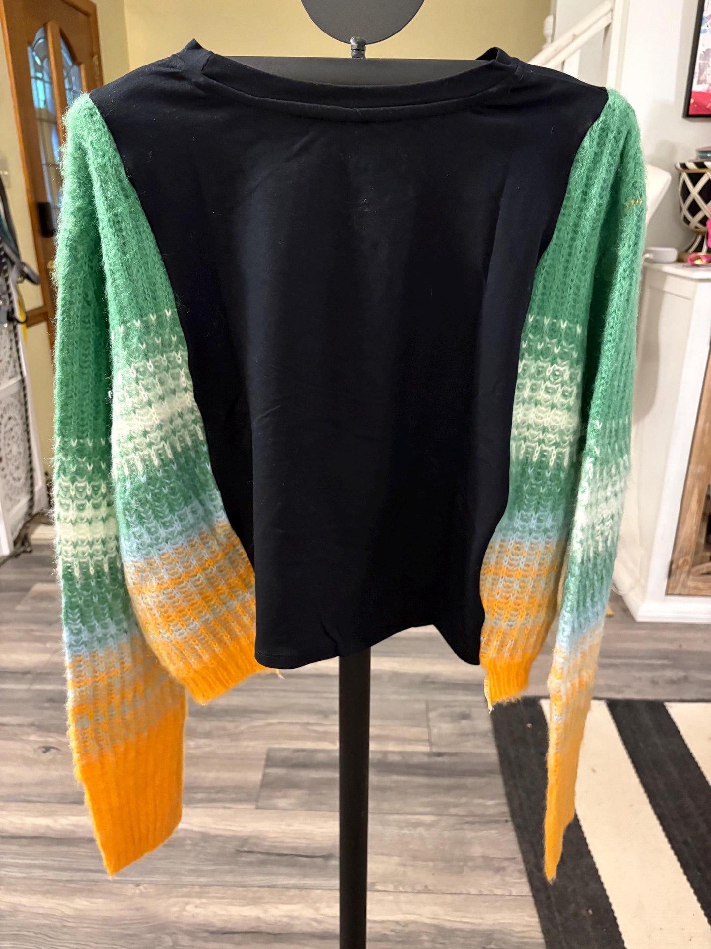Refreshing Upcycled Drop Shoulder Sweater Tee Fits a Small to XL CROPPED