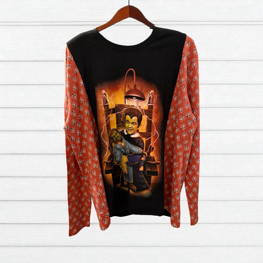 Eddie Munster Upcycled Drop Shoulder Long Sleeve Tee Fits a Small to XL